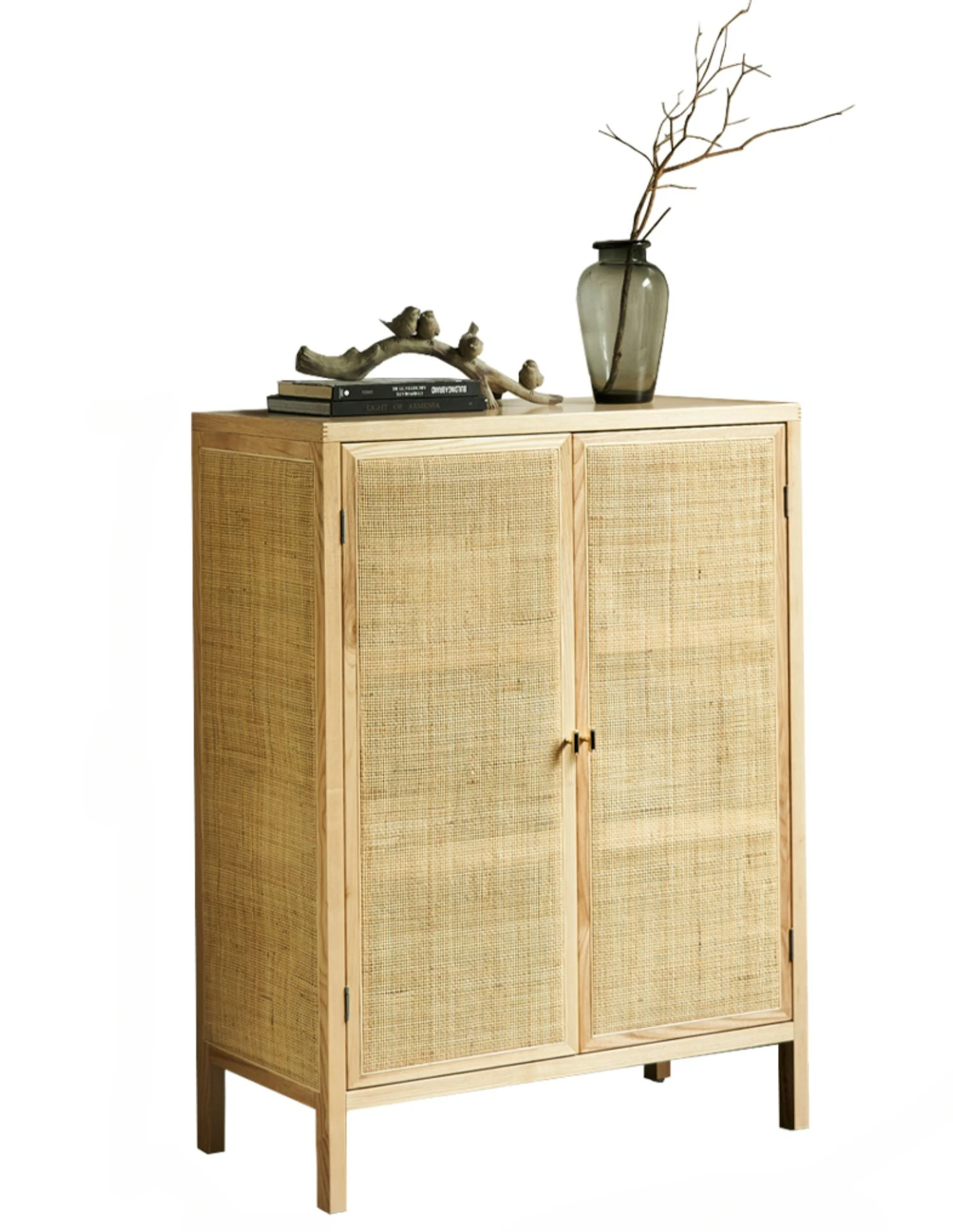 

Nordic Solid Wood Storage Cabinet Home Living Room Rattan Hotel Storage Cabinet Sideboard Cabinet