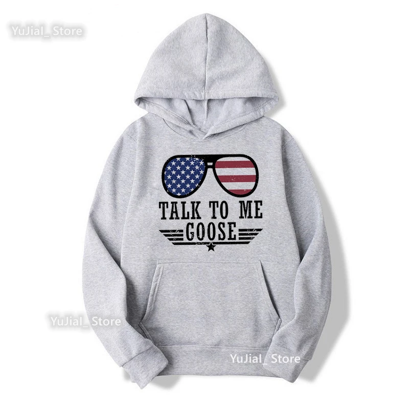 American Flag Cap Hoodies Femme Talk To Me Goose Graphic Print Sweatshirt Women Fashion Long-Sleeved Velvet Thickening Tops tankinis american flag tie dye hollow out halter tankini set in multicolor size l m s xl