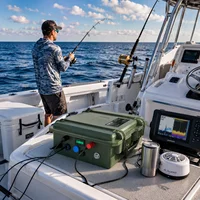 Batterie LiFePO4 12V 150Ah 100Ah 50Ah pour pêche, kayak, bateau, moteur de pêche au lancer, LFP IP65, Bluetooth, BMS, batterie au lithium portable 24V 3