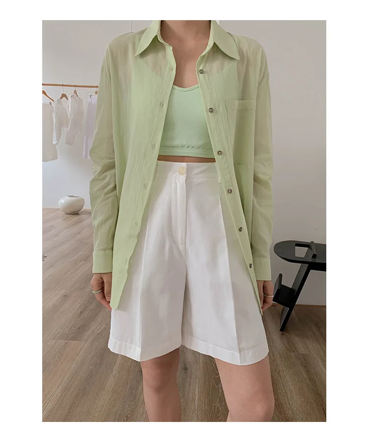 2022 Spring/Summer Original Simple Solid Color Versatile High Waist A-Line Casual Shorts Women