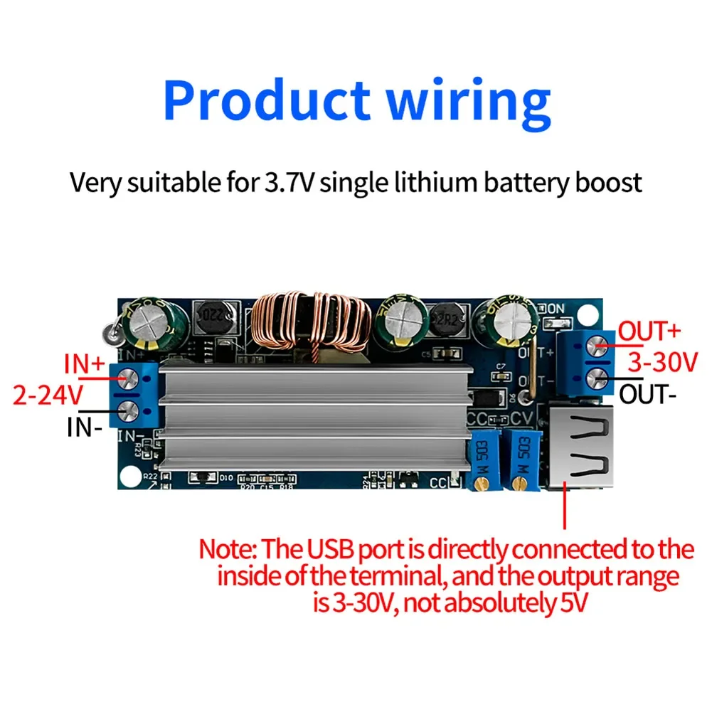 DC2-24v To DC3-30v Voltage Converter 4A 80w Step-up Transformer Power Module CC CV for 18650 Lithium Battery High-Power Booster