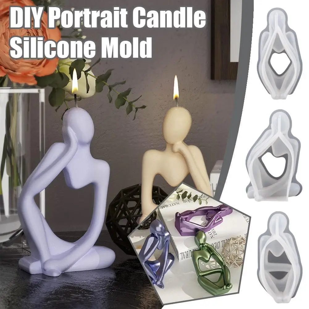 DIY člověk tělo silikon plíseň severská umění abstraktní thinker domácí plíseň mould sochu člověk sádra modelka pryskyřice dekorace odlitek 3d r5h9