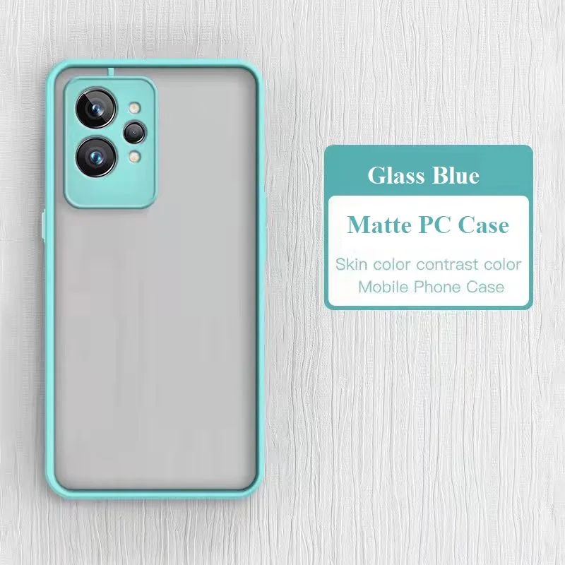 Adequado para Realme GT 2 Pro com tudo incluído, borda fosca translúcida, capa rígida de PC, botões de cores contrastantes, proteção antiqueda_voghion.com