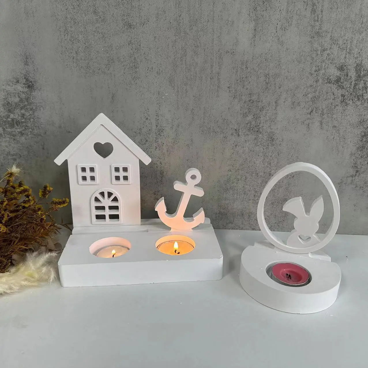 Silicone Candle Molds Bird Anchor House Heart Houses Concrete Casting Molds Gypsum Candle Holder Decoration Resin Mould silicone mold,flower silicone mould