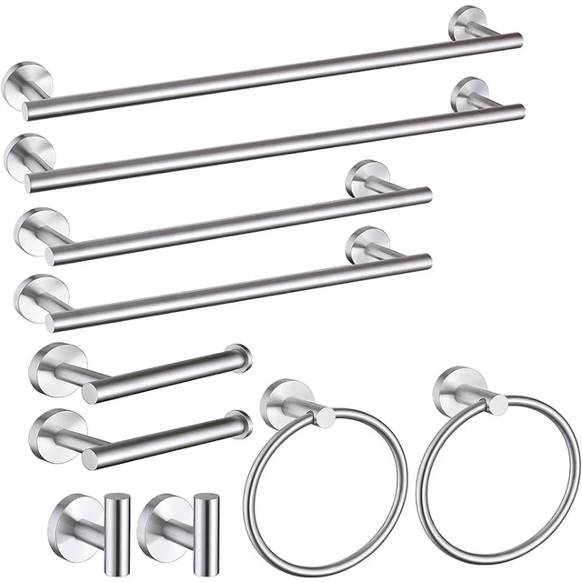 10PCS Brushed Nickel Bathroom Hardware Set, Bathroom Accessories Set  Include 24&16 inch Towel Bar, Robe Hook - AliExpress