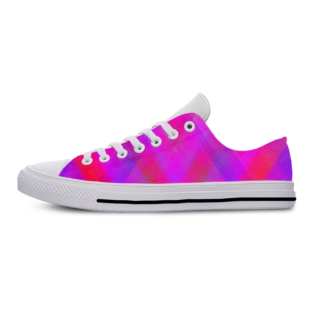 Pastel Plaid Pattern Fashion Cute Funny Lovely Casual Cloth Shoes Low Top Lightweight Breathable 3D Print Men Women Sneakers