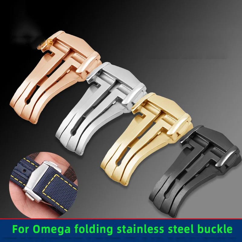 Fibbia Pieghevole In Acciaio Inossidabile 18Mm 20Mm Per Omega Seamaster Speedmaster Chiusura A Farfalla Per Cinturino In Silicone/Pelle