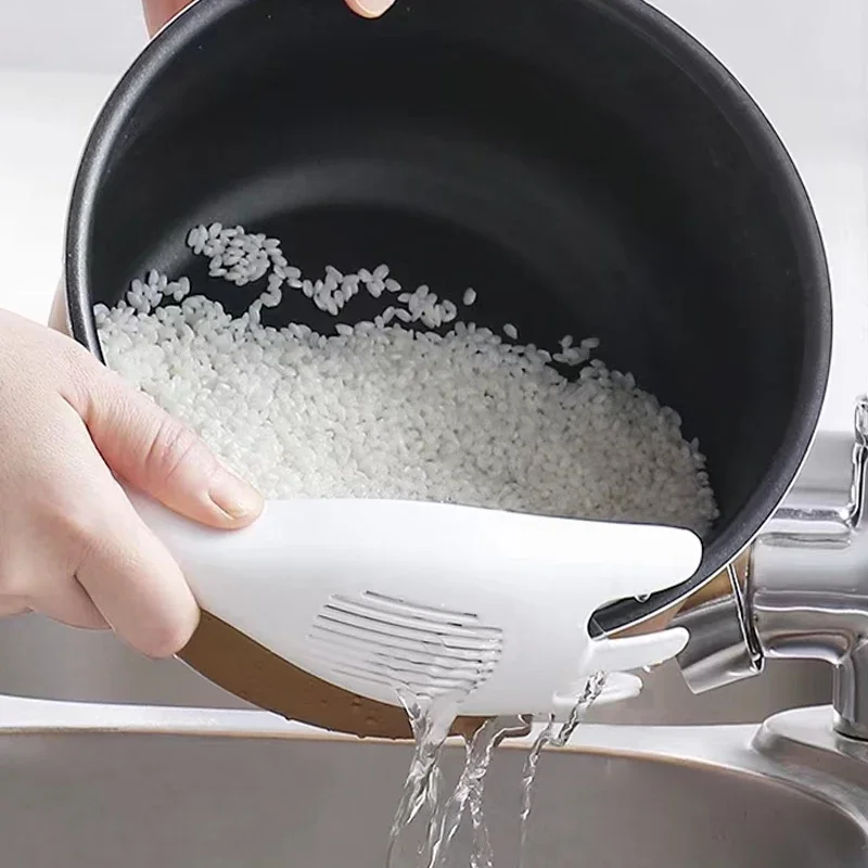 1PC Rice Sieve Spoon Kitchen Drain Colander With Handles Rice Bowl Strainer Washing Tools Sink Drain Household Tools rice sieve spoon