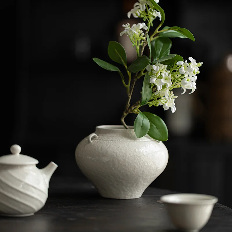 Plant ash tea washing retro handmade household tea residue bucket water tank ceramic building water open teacup washing tea