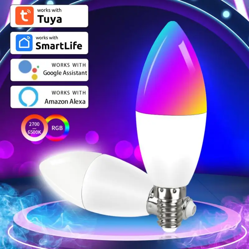 

LED Bulb Candle Color Indoor Neon Sign Light Bulb RGB With Controller Lighting 220V Dimmable Smart Lamp For Home