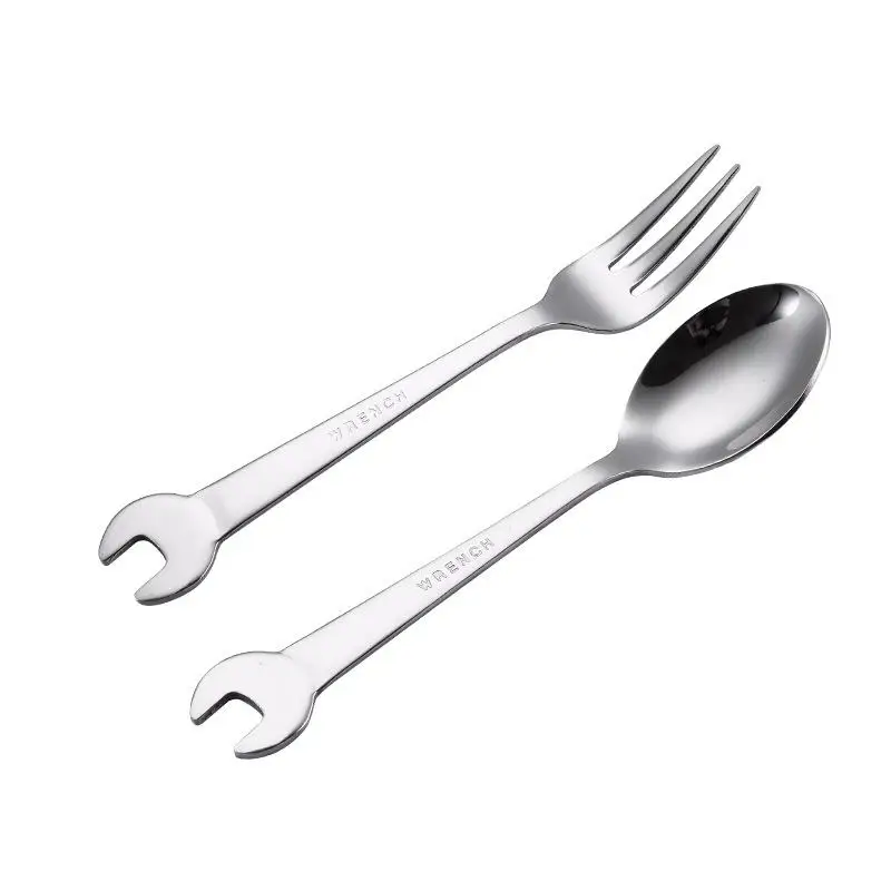 1/2/4PCS Creative Wrench Shape Tea Fork 304 Stainless Steel Dinner Spoon Coffee Cutlery Set Tableware Family Camping Kitchen stainless steel spoon portable cutlery silverware set