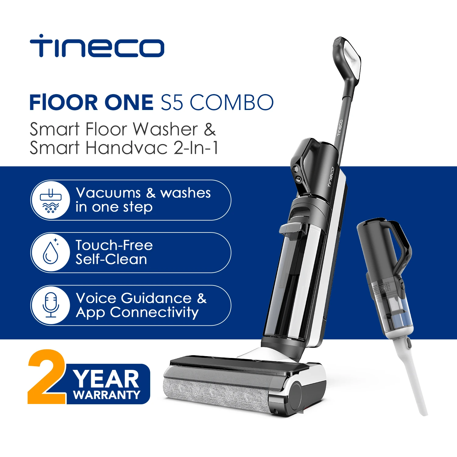 Tineco Floor One S5 Combo Cordless Wireless Wet Dry Vacuum Cleaner  Multi-Surface Smart Wireless Floor WasherHousehold APP