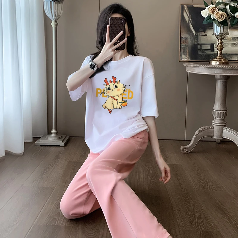 

Fashion Printing Maternity Summer T-shirt Short Sleeve Long Loose Casual Top Plus Size Pregnant Woman Tees Shirts White Tops