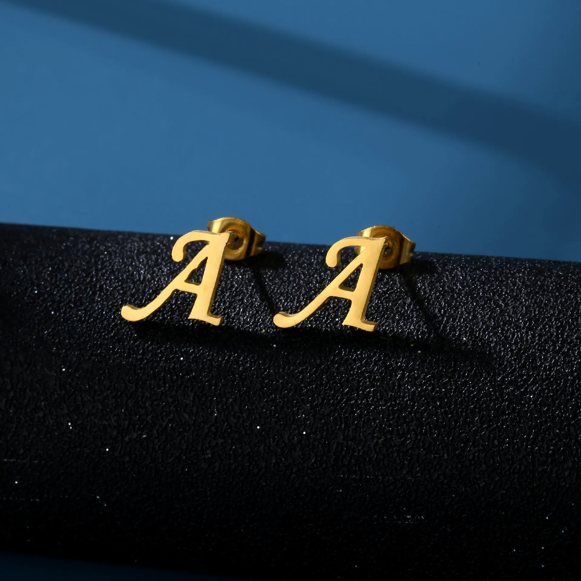 Tiny Stainless Steel A-Z Initial Letter Stud Earring