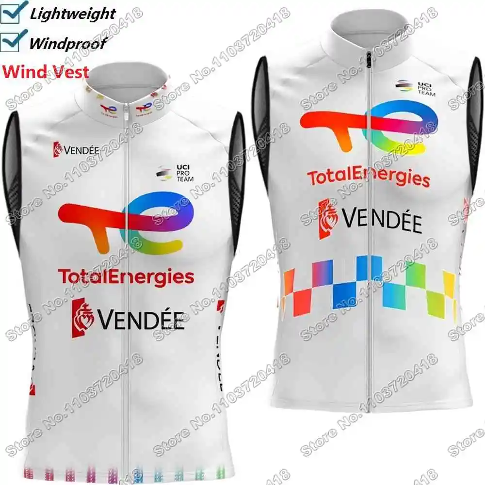 2025 Team Total Energies Cycling Vest Windproof Men Wind Vest Cycling Jersey Sleeveless Bike Windbreaker MTB Cycling Clothing