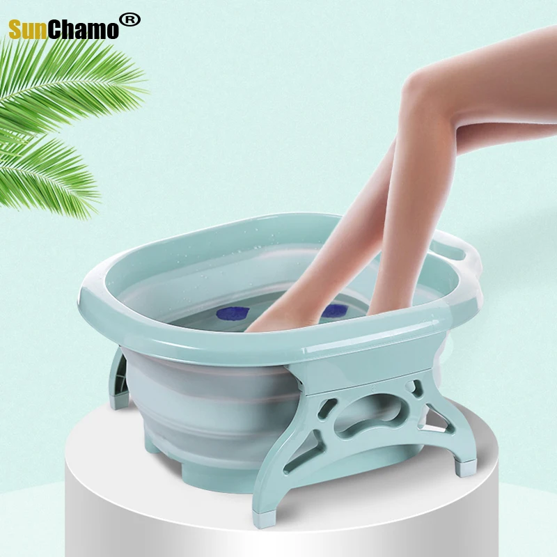 Foldable Footbath Plain Foaming Massage Bucket Plastic Foot Bath Basin Large Heightening Fording Barrel Reduce Pressure Spa