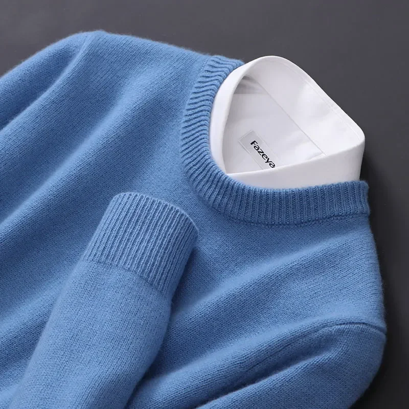 Cashmere sweater round neck pullover men's loose oversized M-5XL knit bottom shirt autumn and winter new Korean casual men's top