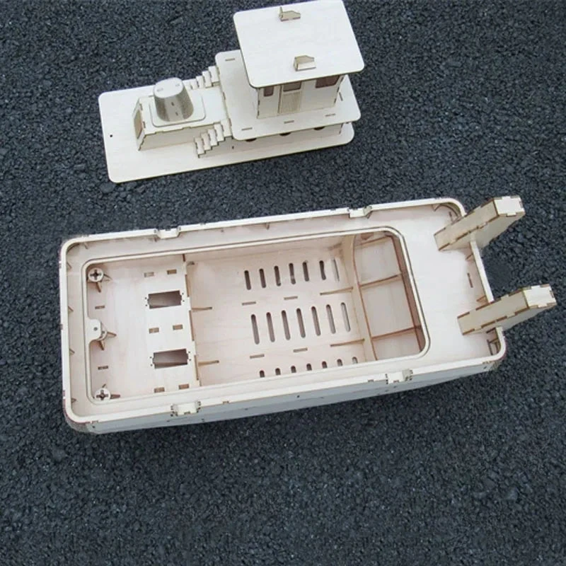 Wooden Springer Pusher Boat Model Kit Rescue Ship DIY Hand Assembled Tugboat Model Toy Gift 6