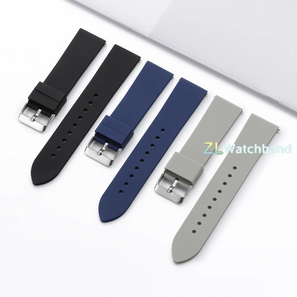 Universal Quick Release Waterproof Silicone Watch Band - Soft Rubber Replacement Strap