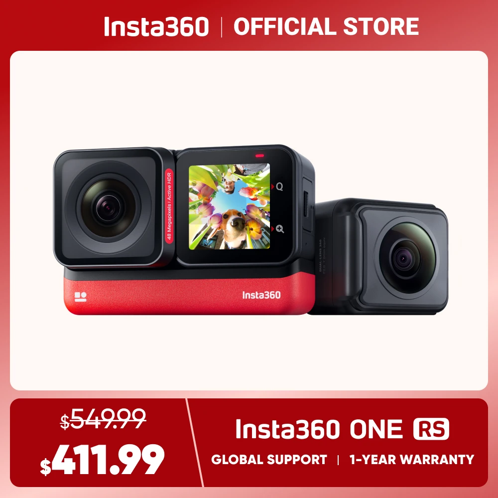 Insta360 One Rs Twin Edition-Action Camera Impermeabile 5.7K 360 Con Lenti Intercambiabili