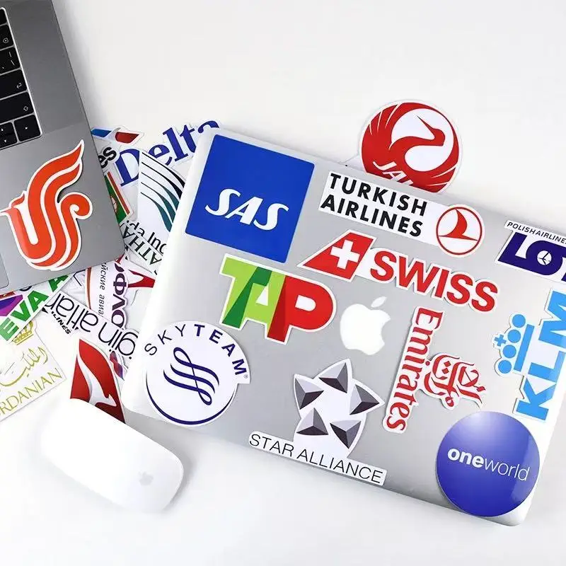 50 Stück Airline-Logo-Aufkleber, Reiseaufkleber, Gepäckaufkleber, glänzend, wasserfest, Pegatinas für mobile Laptop, Gepäck, Dekorieren – Detail 7