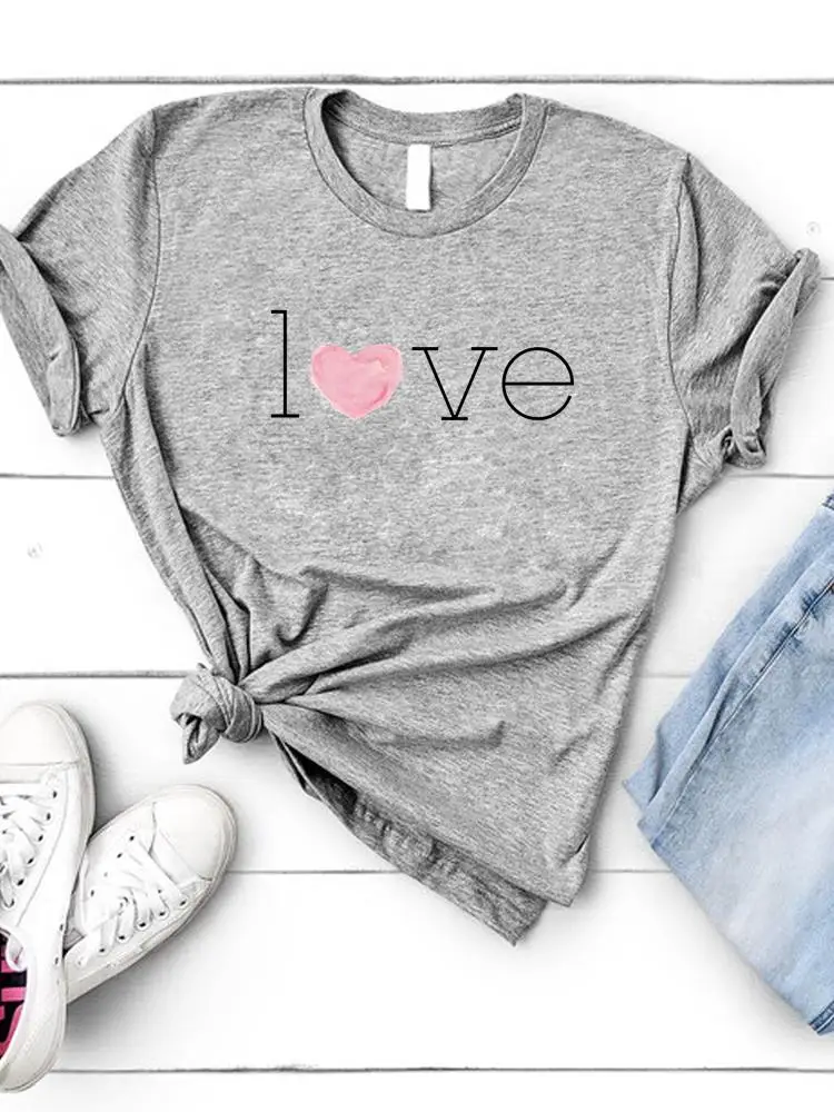 

Love Letter Lovely Cute Women Clothes Graphic T-shirt Short Sleeve Summer Lady Fashion Print Female Shirt Tee