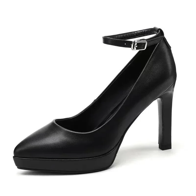 New White High Heels Women Spring Ankle Straps Pointed Toe Platform Casual Shoes for Women Classic Comfortable Women Work Shoes 6