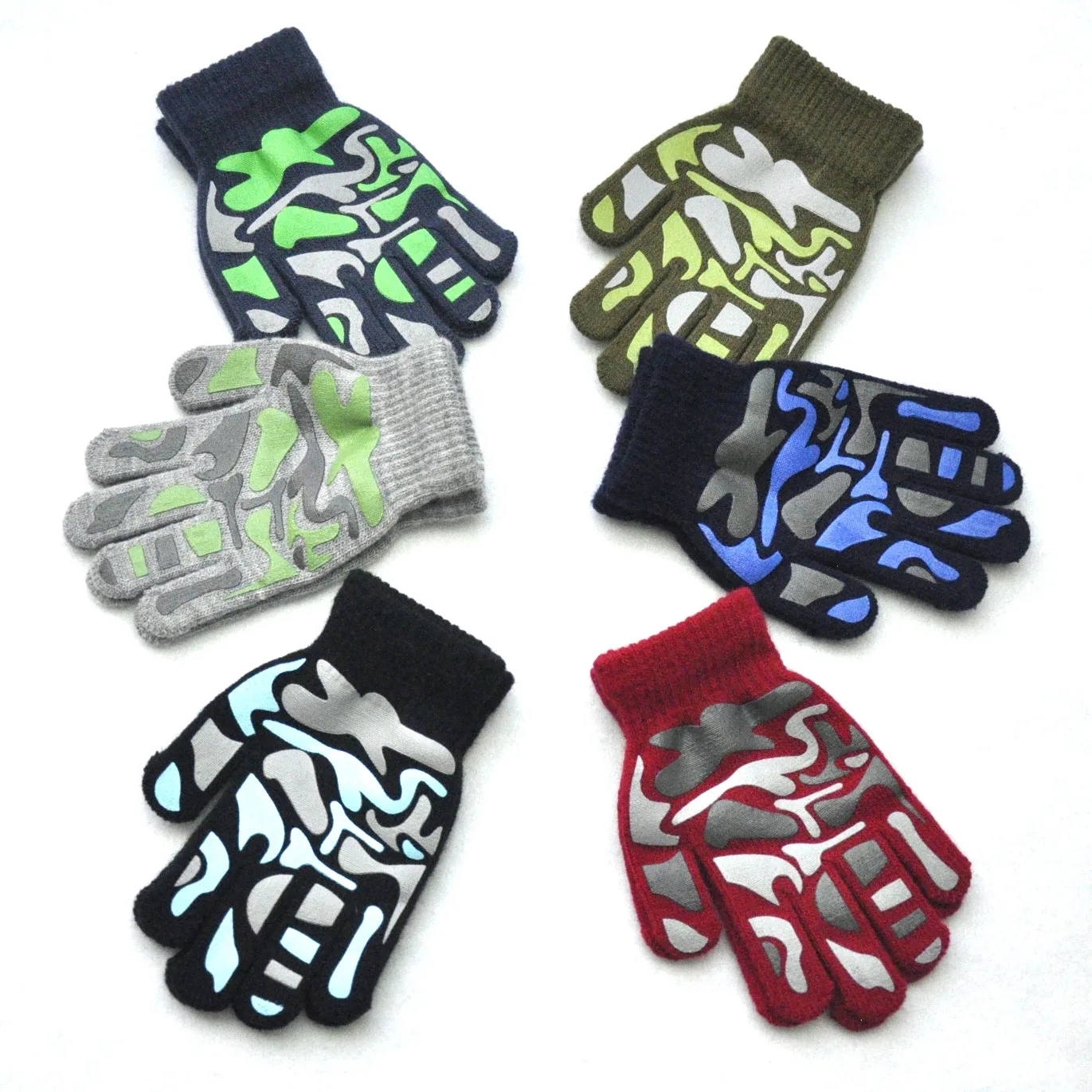 Children Camouflage Anti Slip Winter Knitted Warm Gloves For 4-10Y Boys Girls Student New Mittens Outdoor Cycling Skiing Gloves 4