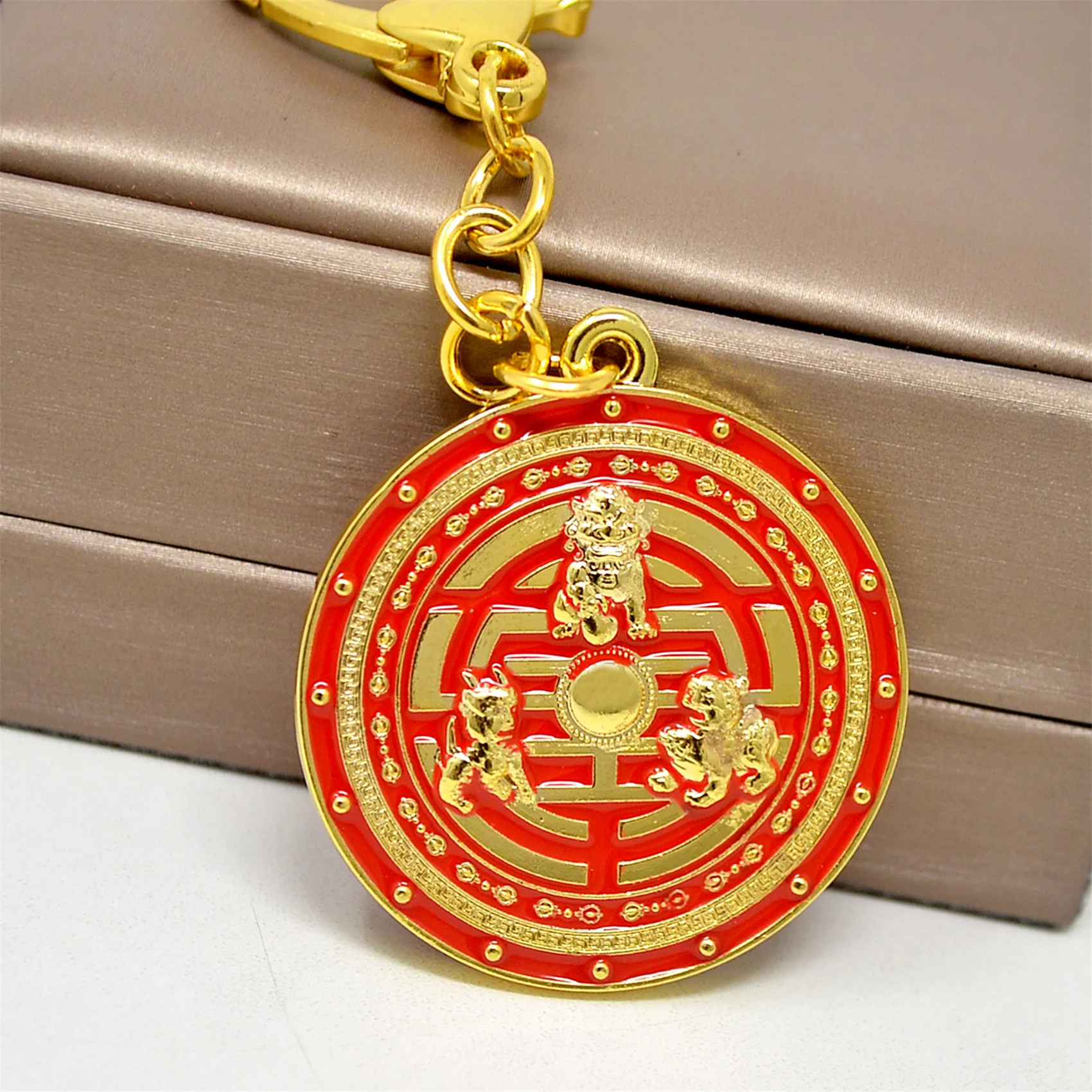 Feng Shui Ancient China 3 Celestials Protection Shield Amulet Keychain 5