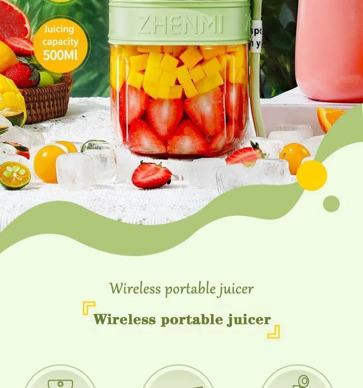 Description Picture 3 of itemMI TonTon Portable Juicer Cup 1200ML Juicer Mixer Electric Mini Blender Fruit Vegetables Quick Juicing Kitchen Food Processor