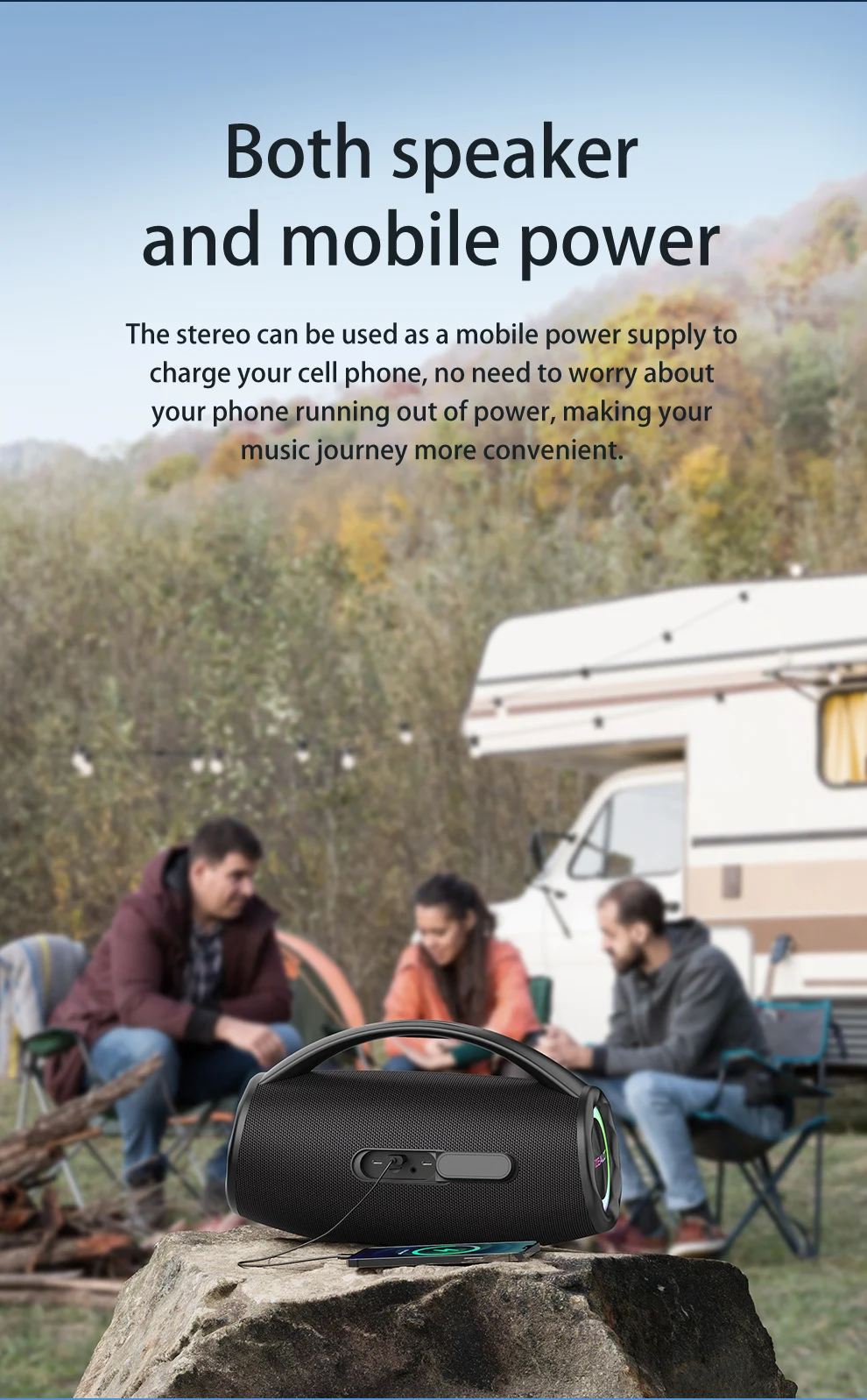 ZEALOT S97 Altavoz Bluetooth portátil de 80W Alto volumen Resistente al agua 16000mAh Subwoofer TWS inalámbrico Suporrt USB/TF/AUX RGB luz.