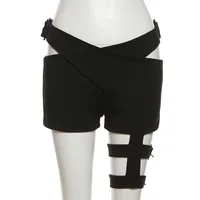 Nibber New Fashionable Women Baring Waist High Street All-match Tight Sexy Locomotive Hot Nightclub Cool Elastic Black Shorts - Image 6
