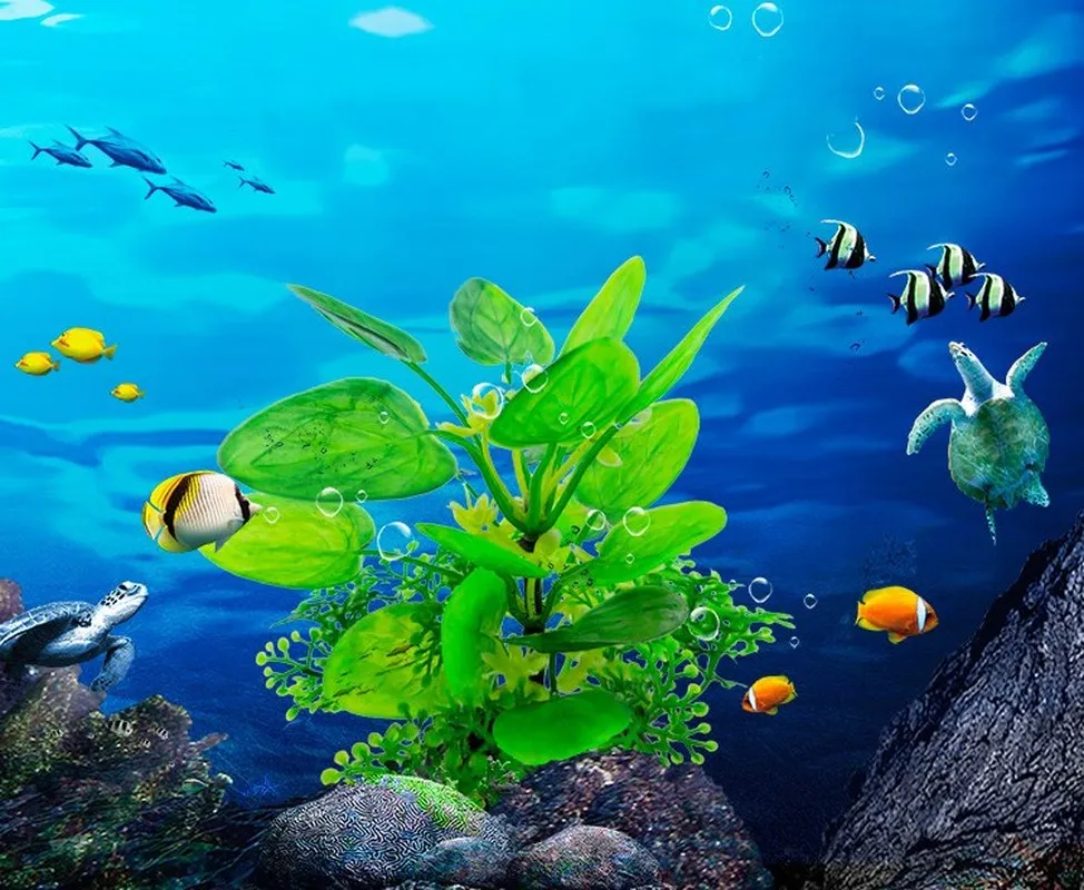 Aquarium Decorative Green Plastic Plant Fish