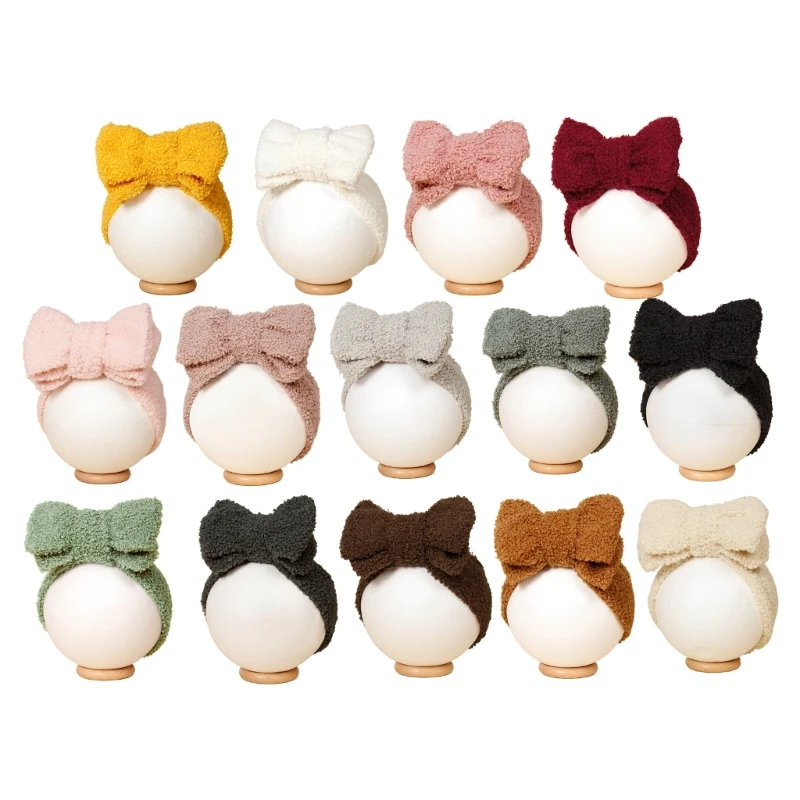 

Kid Sheepskin Hairband with Double Layered Bow Fashionable Headwear Versatile Headwear Soft Warm Head Accessory