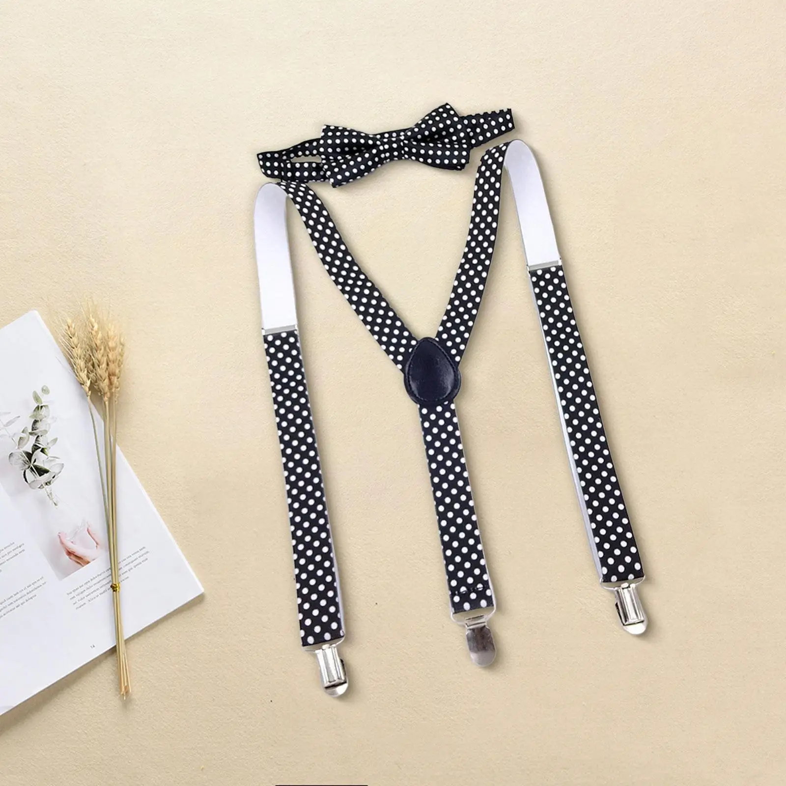 Kids Suspender Bowtie Set Adjustable Elastic Straps Heavy Duty Adjustable Braces for Formal Wear Jeans Wedding Trousers Party