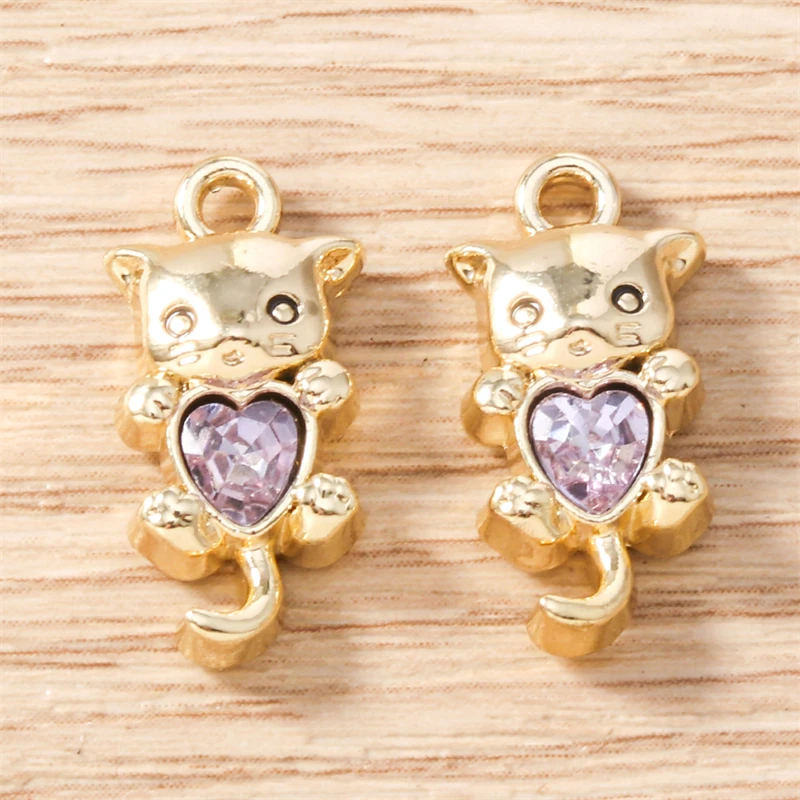 5 Stück 9 x 18 mm Cartoon-Tier-Charms aus Kristallmetall, Katzen-Charms, Anhänger für Halsketten, Ohrringe, Armbänder, DIY-Handwerk, Schmuckherstellung – Detail 7