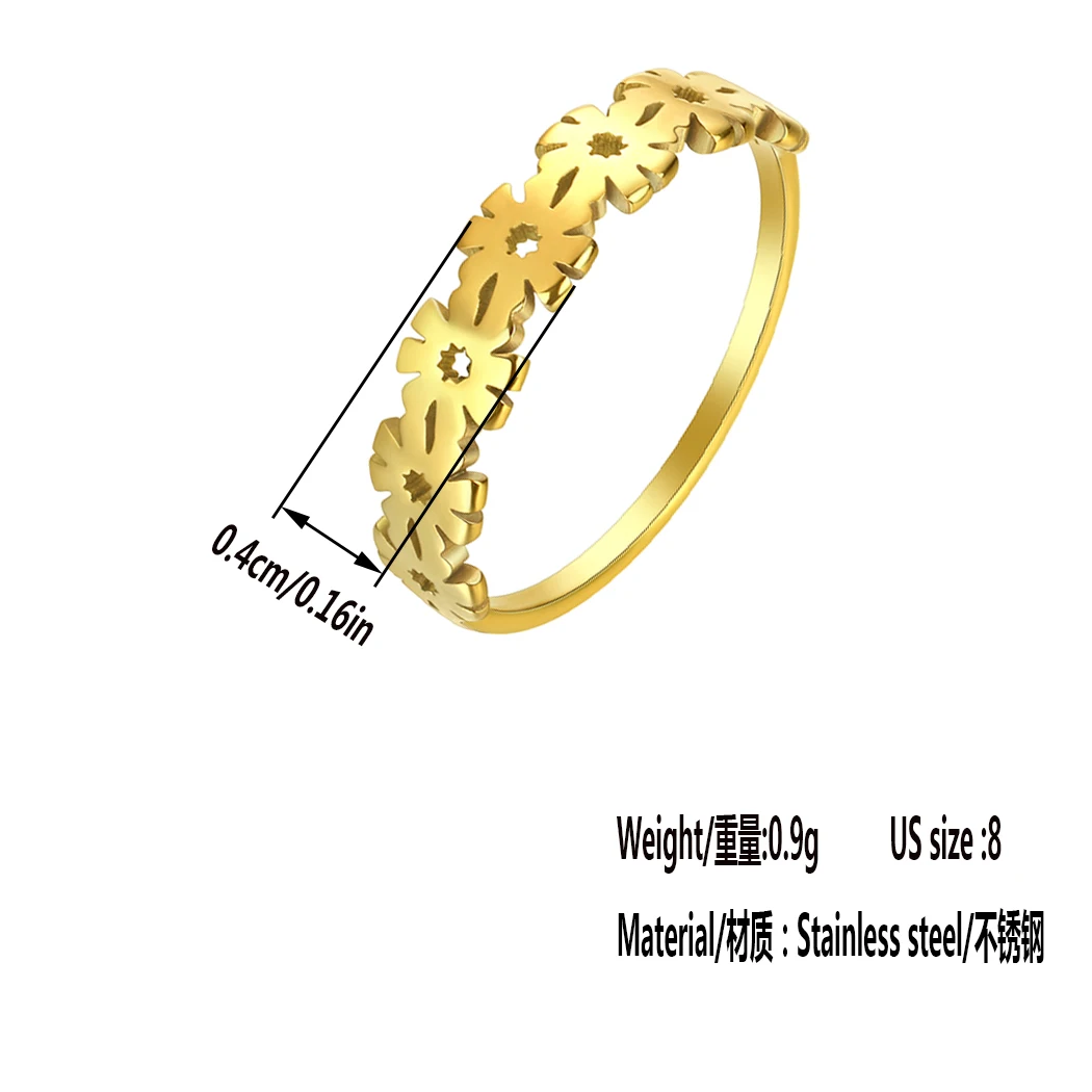 Anillo Geométrico de Flor y Hoja Vintage (Acero Inoxidable Dorado) Sf012ecea515e4735a4c9cd8ae2d43747E
