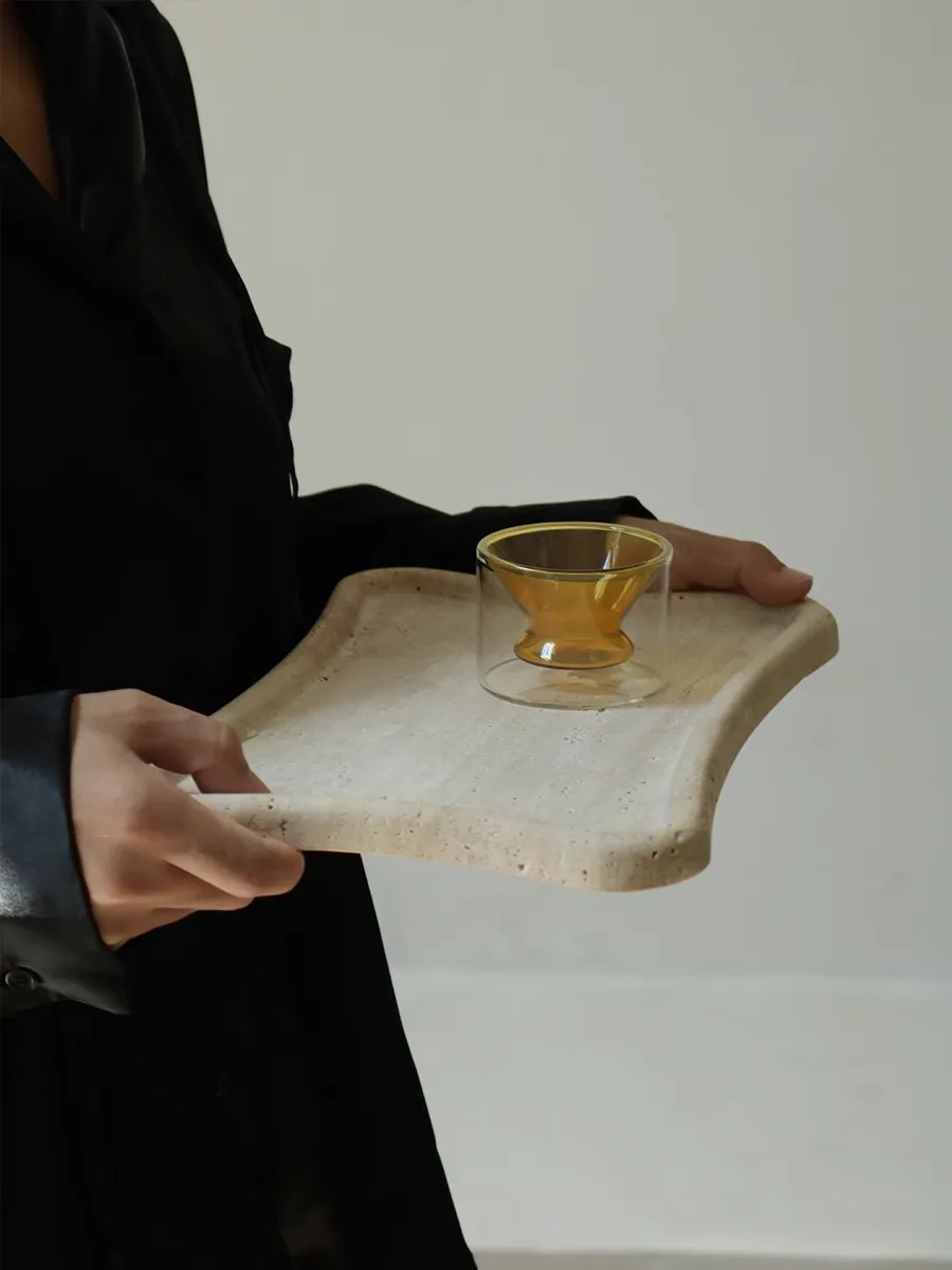 Creative home decor tray off-white Handmade marble tray bedroom Living room table Jewelry storage Photographic prop Ornaments 3