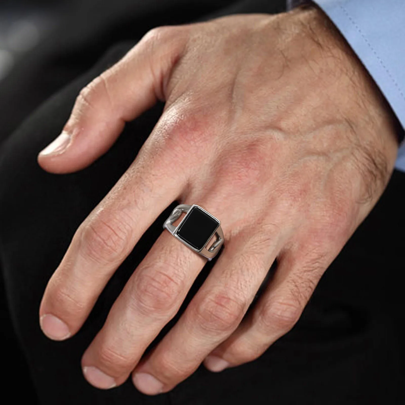 Renesance Man|stainless Steel Cuban Chain Signet Ring For