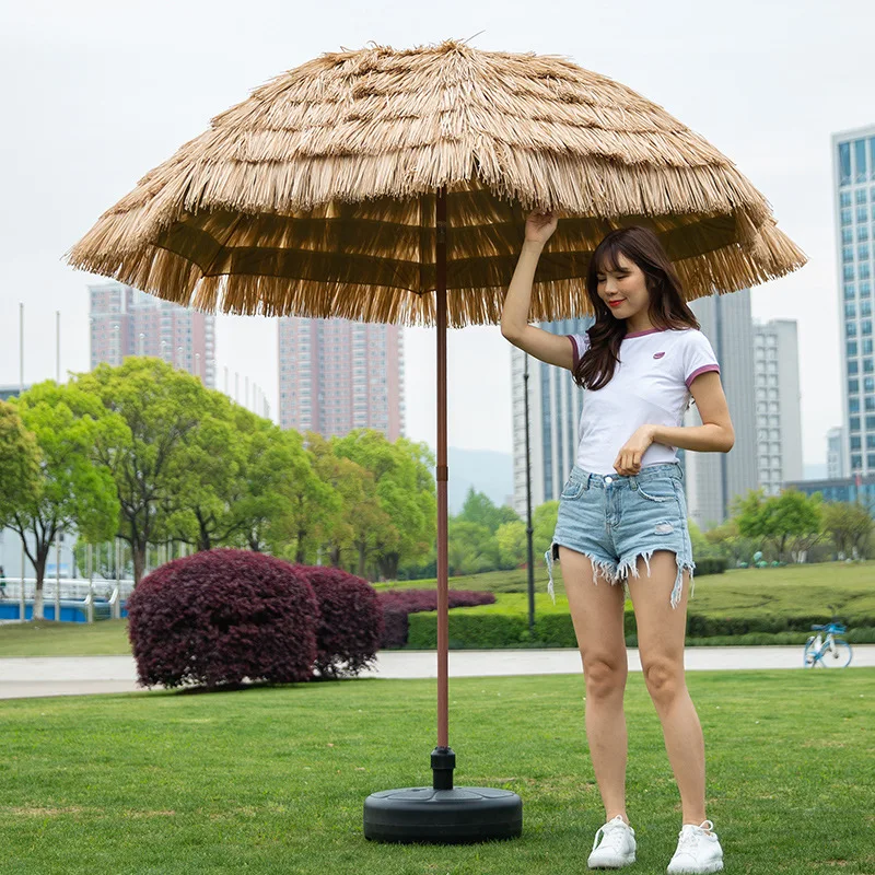Solar Patio Umbrella 2.0X2.0M Heavy Duty Patio Umbrella Garden Pool Backyard Parasol Outdoor Beach Sun Protection