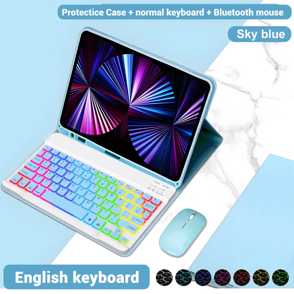Illuminated Tablet Keyboard Case with Magnetic Attachment