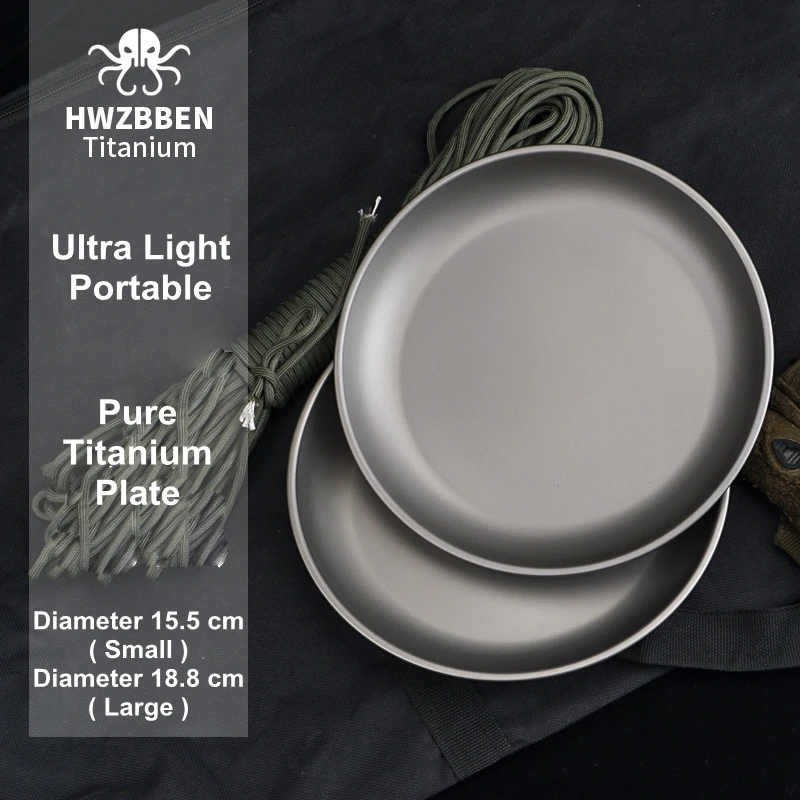 

Titanium Plate Ultralight Portable Dinner Fruit Plate Frying Pan For Camping Hiking Picnic BBQ Pan Tableware Cookware