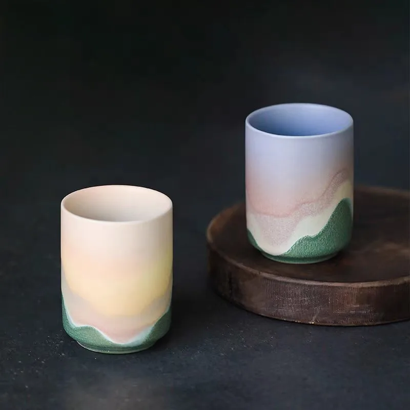 Japanese kiln ceramic master cup Kung Fu tea set, rough pottery handmade tea cup, tea tasting cup, coffee/water cup