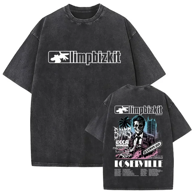Washed Vintage Rock Band Limp Bizkit T-shirt Men Women