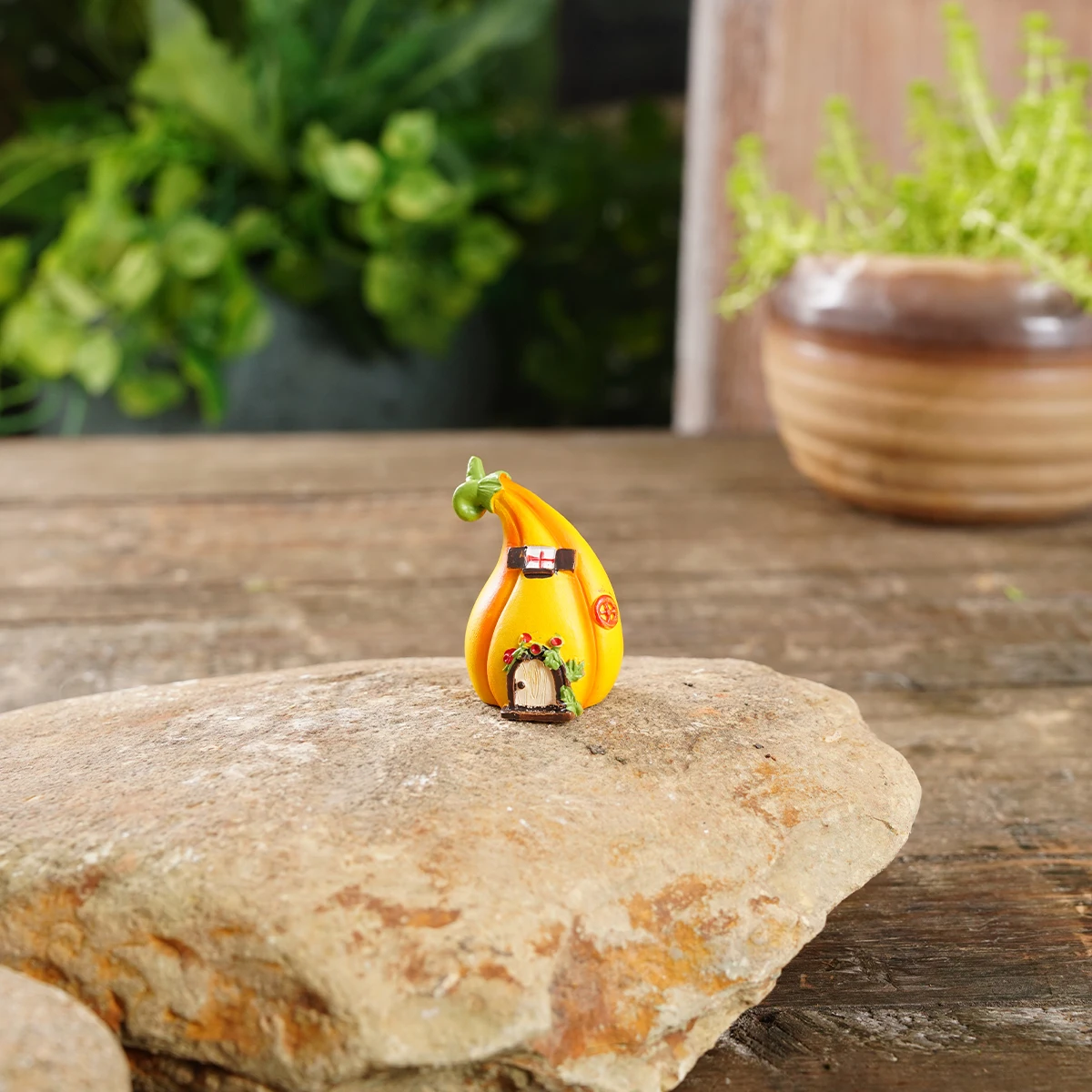 1PC cartoon cute pumpkin house garden decoration piece, suitable for garden potted plant decoration and micro-landscape DIY