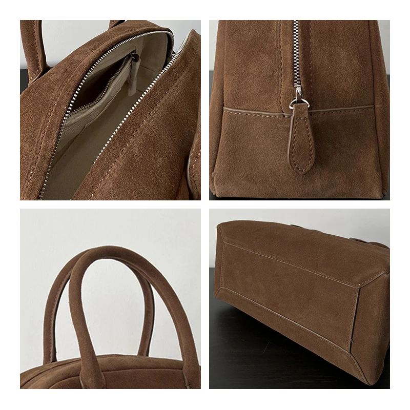 Женская Замшевая сумка-тоут MABULA из натуральной кожи, винтажные сумки с верхней ручкой, женские простые дизайнерские кошельки для телефона, Бостонская сумка