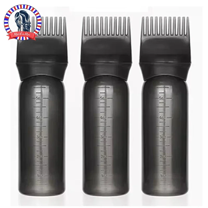 3pcs180ml Oil Scalp hair oil applicator bottle Root Washer Repeatable Filling Bottle Root Comb Applicator Bottle Salon Barbershop Accessories