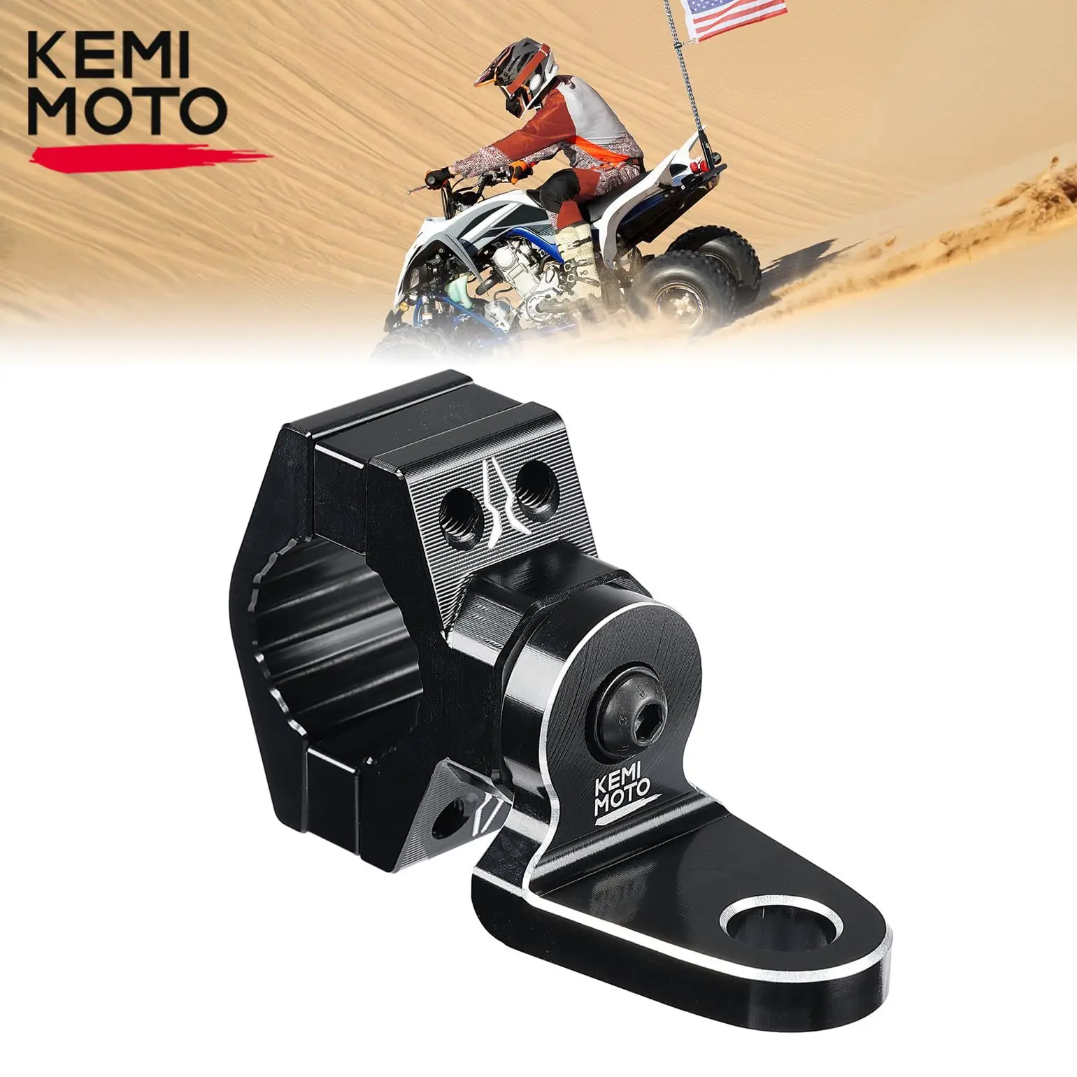 

KEMIMOTO 7/8"-9/8" ATV Handlebars Flag Light Mounting Bracket Aluminum Whip Mount Compatible with Polaris for Yamaha Motorcycles