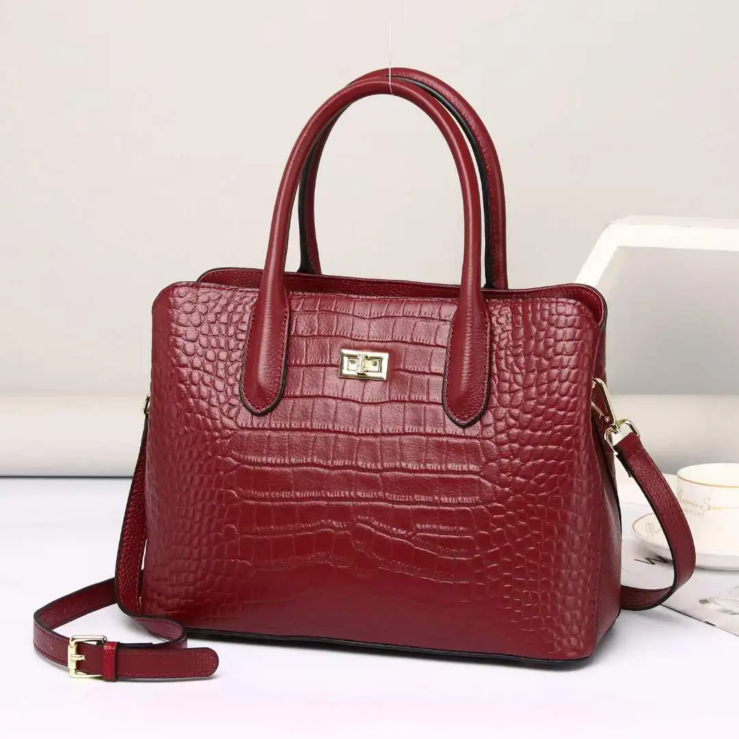 

Alligator Pattern Genuine Leather Handbag Woman Crocodile Ladies Cow Leather Tote Bag Fashion Shoulder or Crossbody Bags