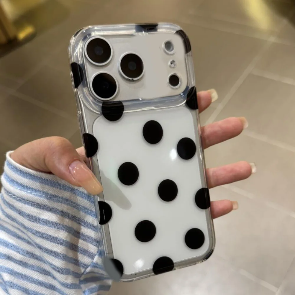 Elegant Black Polka Dot Minimalist Phone Case – Stylish Gift